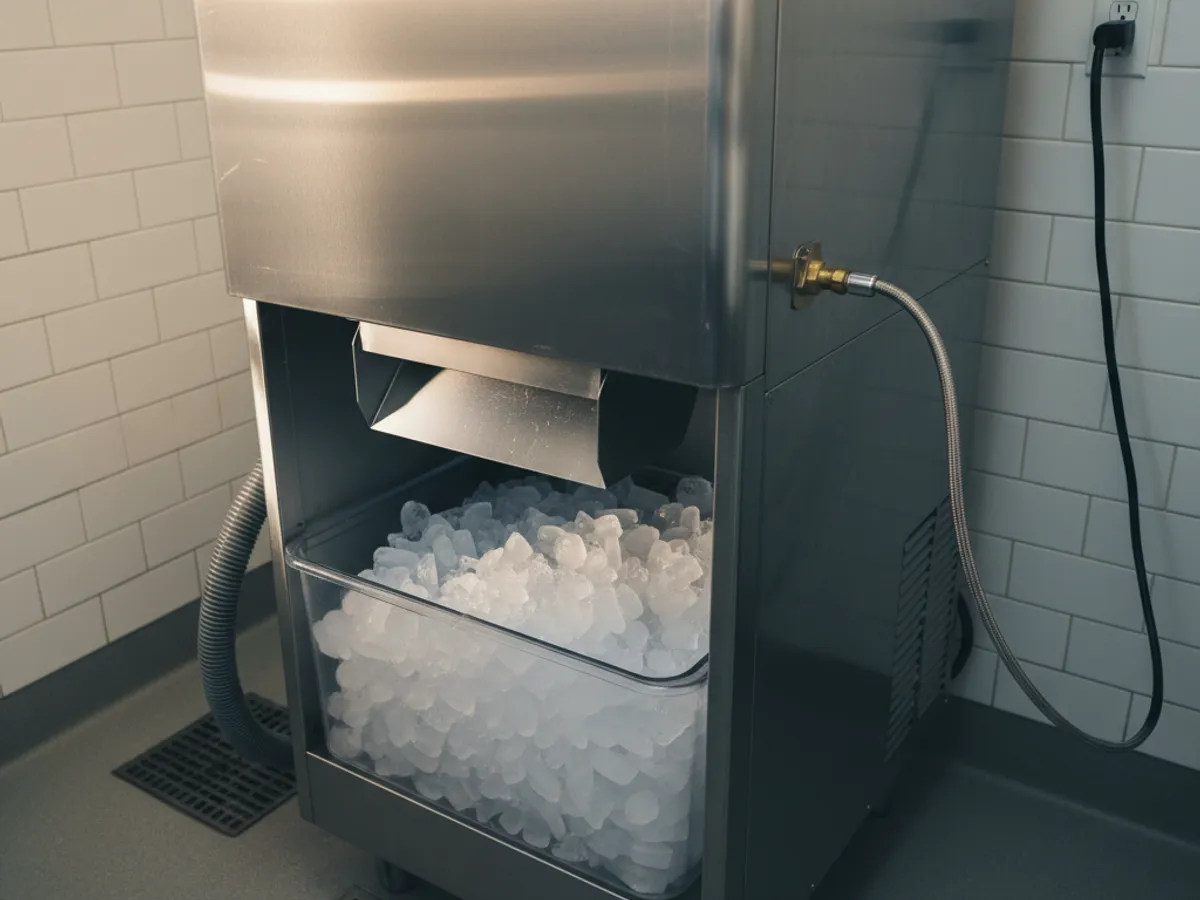 Technician servicing a stainless walk-in cooler condenser at a San Diego restaurant kitchen